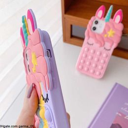 Pink 3d Cartoon Unicorn Soft Silicon Hülle für iPhone 13 x 8 7 6s plus 5S SE XS XR 11 12 Pro Max Cute Horse Case Gummi -Hasenabdeckung