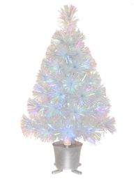 Christmas Decorations 60cm Iridescent Mini Fibre Optic Tabletop Artificial Tree With LED Lights Silver Base Xmas Table Top