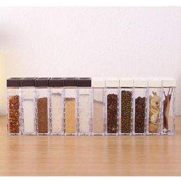 Storage Bottles 6pcs/lot Kitchen Organiser Box Seasoning Jar Transparent Salt Pepper Spice Sprayer Container Cumin Bottle Tank