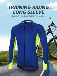 Cycling Shirts Tops Clothes for Men Windproof Road Bike Top Long Sleeve Outdoor Mesh Breathable 231115