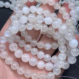 Link Bracelets Wholesale 1pcs Natural White Moonstone Bead Bracelet8mm 9mm 10mm Round Genuine Semi-Precious Gem Stone Jewellery 18cm