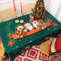 Table Cloth Coffee Christmas Cotton Linen Tablecloth Round Cover Festive Year's Atmosphere For Restaurant