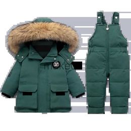 Down Coat Baby Girls Snowsuit Coat Children Winter Down Suit Warm Real Fur Collar Jacket for Boy Thicken Kids Parkas Outwear 1-4 Years J231115