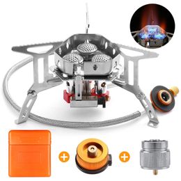 Stoves WindProof Camping Gas Stove Outdoor Tourist Strong Fire Heater Tourism Cooker Portable Furnace Supplies Equipment Picnic 231114