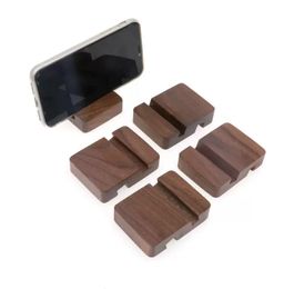 Creative Solid Wood Black Walnut Mobile Phone Holder Flat Support Desktop Simple Beech Lazy mobile Phone Base Wooden Base