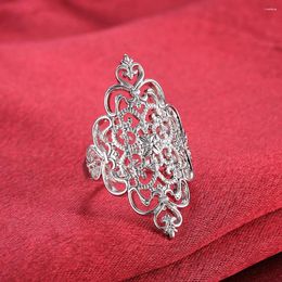 Cluster Rings Charms Wide Elegant Flower 925 Sterling Silver Engagement For Women Fashion Party Wedding Jewellery Holiday Gifts