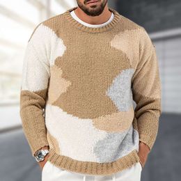 Youth Men's High end Knitted Shirt Spring and Autumn Contrast Jacquard Pullover Thick Needle Sweater Underlay SY0201