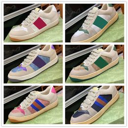Classic Designer small Dirty Shoes Casual Shoes Sneaker board men's women's couple sneakers Blue pink Crystal stripes Low top real leather shoes couple style 34-45