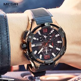 Wristwatches Top MEGIR Fashion Men Watches Casual Sports Quartz Waterproof Mesh Steel Chronograph