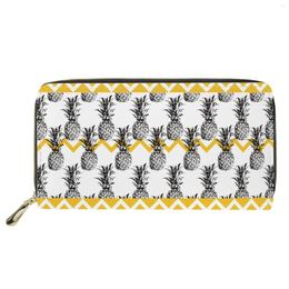 Wallets HYCOOL PU Leather Wholesale Fashion Summer Pineapple Printed Zip Around Women Wallet With Small MOQ Custom Clutch Bag