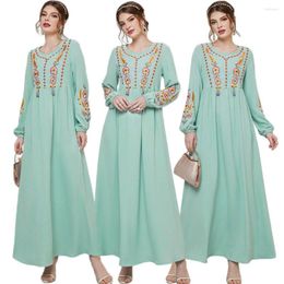 Ethnic Clothing Caftan Dubai Turkey Muslim Women Dress Embroidery Maxi Robe Middle East Islamic Ramadan Party Gown Abaya Arab Malaysia