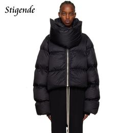 Women s Jackets Stigende Women Cowl Neck Cotton Padded Coat Parkas Zipper Puffer Crop Overcoat Fashion Winter Warm Turtleneck Jacket Outwear 231114