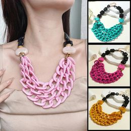 Chokers GuanLong Vintage Big Green Bib Necklaces for Women Multi-layer Chain Pendant Necklace Choker Bohemian Retro Fashion Jewellery Gift 231115