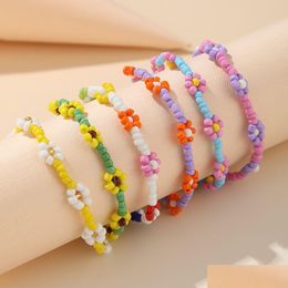 Charm Bracelets Voleaf Bohemian Flower Colorf Beads Bracelet For Women Party On Hand Boho Summer Beach Jewellery Gifts Vbr144 Drop Deliv Dhjf0