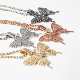 Pendant Necklaces DoreenBeads Fashion Copper Necklace For Women Accessories Gold Color Butterfly Animal Clear Rhinestone Gift 41cm Long 1 PC