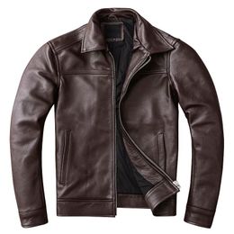 Men's Leather Faux Casual Real Cowhide Genuine Jacket Men Slim Mens Clothes Spring Autumn Cow Clothing Asian Size 6XL 231114