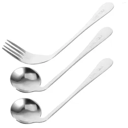 Mugs Left Hand Cutlery Stainless Steel Dishes Angled Spoon Old Man Light Tableware Small Elder Metal Fork