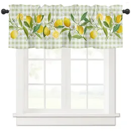 Curtain Lemon Plaid Green Kitchen Window Curtains Home Decoration Short For Living Room Bedroom Small Drapes Cortinas