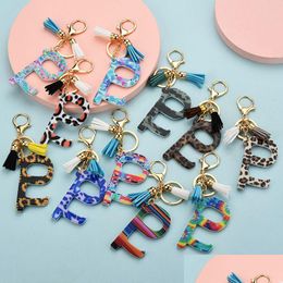 Key Rings Leather Tassel Acrylic Keychains Bag Charm Keyring Accessories Contactless Edc Door Opener Elevator Button Fashion Car Key C Dhigh