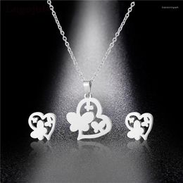 Necklace Earrings Set Fashion Jewellery Titanium Steel Women Heart Earring For Girl Anniversary Party Gifts TGS058