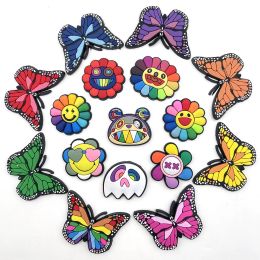 16pcs Cute PVC Butterfly Croces Charms Shoe Ornament Pretty Hand Buckle Garden JIBZ Shoe Accessories X-mas Gift