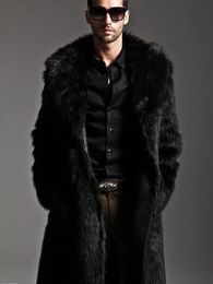 Men's Fur Faux Fur Autumn and Winter Men's Faux Fur Large Lapel Fur Long Men's Faux Fur Jacket fashion thicken Men's Overcoat Mens Clothing 231115