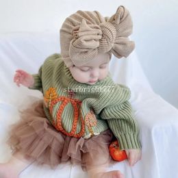 Corduroy Bowknot Hat Baby Girls Turban Beanie Cute Stripe Bow Bonnet Indian Bonnet Gorras Bebes Bunny Hat Infantil Knot Chapeau