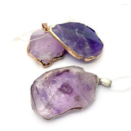 Charms Faceted Irregular Amethyst Pendants Natural Stone Purple Crystal Jewellery Making DIY Necklace Accessories Wholesale 1pcs