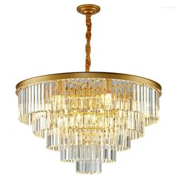 Chandeliers Modern Luxury Round Crystal Chandelier Gold Black Lustre Hanging Pendant Lamp Living Room Suspension Interior Lighting Luminaire