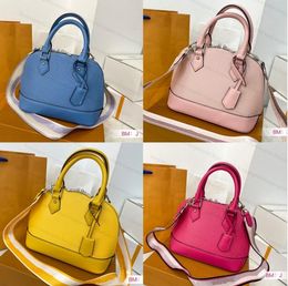 Designer ALMA BB shell bag women patent leather flower Embossed shoulder bags with lock crossbody bag handbags.