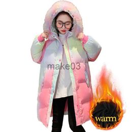 Down Coat Girls Long Coat Thick Warm Girl Coat Rainbow Color Children Jacket Teenage Children Clothes 6 8 10 12 14 J231115