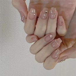 Nail Art Kits Ice Permeating Lotus Root Powder Women Wearing Patches Simple Lines Pink Diamond Fake Whitening