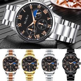 Wristwatches Fashion Men's Watch Steel Strip Business Clock Roman Numerals Wristwatch Classic Male Luxury Relogio Masculino