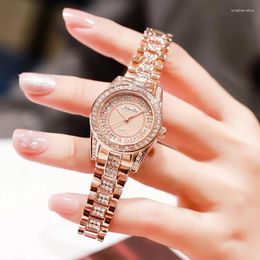 Wristwatches JLANDA Rose Gold Women Watches Stainless Steel Waterproof Fashion Diamonds Quartz Watch Womens Clock Montre Femme