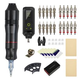 Tattoo Machine Professional Wireless Gun Kit Rotary Pen for Body Art Permanent Makeup Set 231115