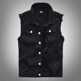 Men's Vests Men's Fashion Casual Black Hooded Sleeveless Vest Denim Vest Jacket Street Punk Style Denim Vest Multiple Size Options M-6XL 231114