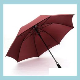 Umbrellas Windproof Pongee Straight Long Handled Golf Flymatic Sunny Rainy 8K Umbrella Rain Gear Solid Colors Prefect Favors Drop De Dhiya