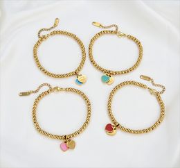 Charm Bracelet Stainless Steel Love Double Heart Beaded Delicate Bracelet Jewelry for Women Girls