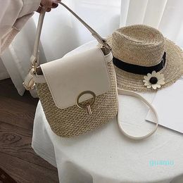 Evening Bags Small Straw Bag Bucket For Women Summer Crossbody Rattan Beach Lady Travel Purses And Handbags Shoulder Bolsa