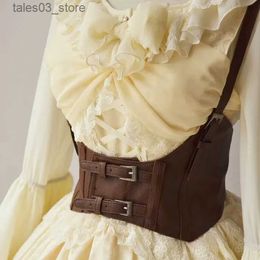 Belts Vintage Women's Corset Vest Steampunk Harness Strechy Waistcoat Wide Cincher with Buckle Q231115