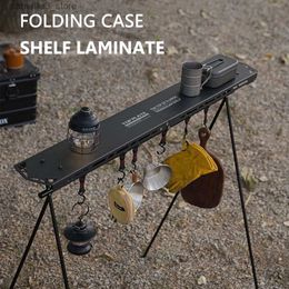 Camping Lantern Camping Hanging Rack Shelf Plate Aluminium Alloy Outdoor Lantern Stand Board Triangle Storage Rack Picnic Cookware Pot Pan Shelf Q231116