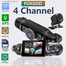 Car DVRs Car DVR DashCam 4CH HD 4*1080P 24H Parking Monitor Video Recorder Night Vision WiFi GPS Dashboard Camer Black Box Loop Recording Q231115