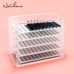 Cosmetic Organizer NATUHANA False Eyelash Extension Display Stand Acrylic 5 Layers Pallet Lash Holder Eyelashes Storage Box 231115