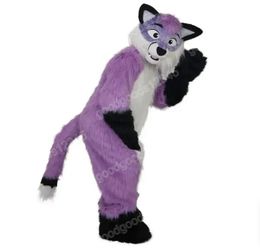 Simulation Purple Husky Fox Dog Mascot Costumes Christmas Halloween Fancy Party Dress Cartoon Character Carnival Xmas Advertising Birthday Party Costume Outfit