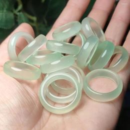 Cluster Rings 6mm Width Transparent Light Fruit Green Minority Agate Chalcedony Ring Inner Diameter 17-18mm Drop 10pcs/lot