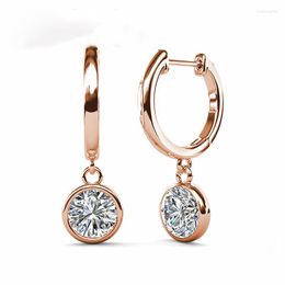 Dangle Earrings 2ct Moissanite Drop For Women Rose Gold Plated D Color VVS1 Diamond Huggie 925 Sterling Silver