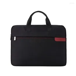 Briefcases Fashion Black Briefcase Men's Business Large Capacity Document 14 Inches Laptop Bag Waterproof Oxford