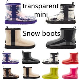 2024 Classic Clear Mini Boots Designer Satin Boot Women Classic mini ll Winter Designer Womens Fur Furry Ankle Booties Ankle Knee Short 10 color 35-40