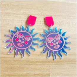 Dangle Chandelier 2021 Cool 3D Sun Human Face Earrings Colorf Laser Acrylic Earring Drop Long Big Flower For Women Jewelry Dhgarden Dhvpe