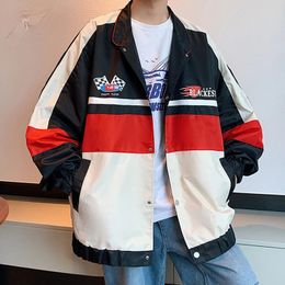 Men s Jackets Autumn Mens Patchwork Varsity Fashion Women Oversized Outwear Contrast Colour Man Casual Zipper Winbreaker Coats 231113